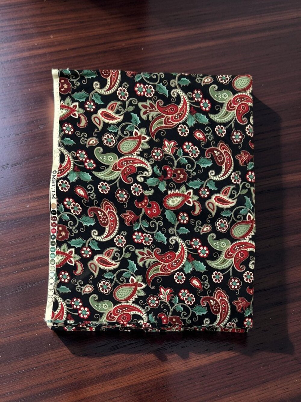 Vintage MBT Christmas Paisley Cotton Fabric 3.2 Yds x 22" Wide Out of Print